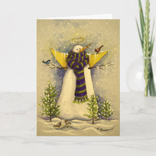 Tarjeta Festiva navidades del 4881 Angel de Nieve y Aves
