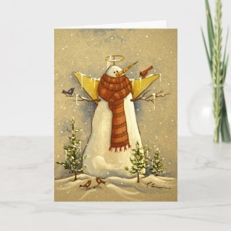Tarjeta Festiva navidades del 4907 Angel de Nieve y Aves