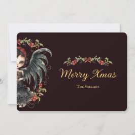 Tarjeta Festiva Navidades del Ángel Gótico oscuro