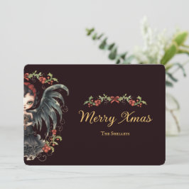 Tarjeta Festiva Navidades del Ángel Gótico oscuro