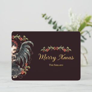 Tarjeta Festiva Navidades del Ángel Gótico oscuro