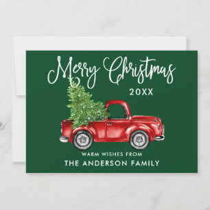 Tarjeta Festiva Navidades del árbol de camiones de moda verde