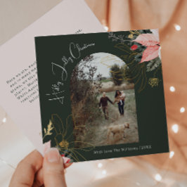 Tarjeta Festiva Navidades del Arco Floral de Invierno Holly Jolly 
