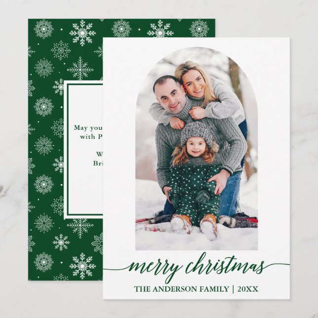 Tarjeta Festiva Navidades del Arco fotográfico caligráfico Snowfla (Anverso / Reverso)