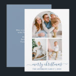 Tarjeta Festiva Navidades del Arco Fotográfico Calligraphy Dusty B<br><div class="desc">Moderna caligrafía de moda guión Merry Christmas 3 Photo Arch Holiday Card - Dusty Blue</div>