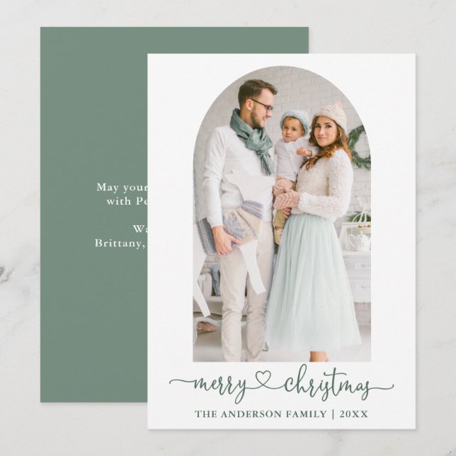 Tarjeta Festiva Navidades del Arco Fotográfico Verde de Calligraph (Anverso / Reverso)