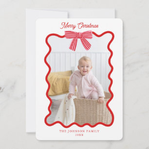 Tarjeta Festiva Navidades del arco rojo curado fotograma