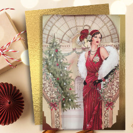 Tarjeta Festiva Navidades del Art Deco de la época