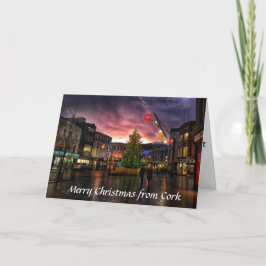 Tarjeta Festiva Navidades Del Atardecer En Cork, Irlanda (Tarjeta