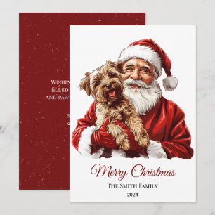 Tarjeta Festiva Navidades del Australian Terrier Dog Santa Claus