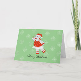 Tarjeta Festiva Navidades del Ballerina Hippo Snowflakes