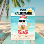 Tarjeta Festiva Navidades del Beach Santa Hawaiian Mele Kalikimaka<br><div class="desc">¡Comparte algunos saludos de las vacaciones tropicales con esta tarjeta de Navidades adorables! Santa está de vacaciones en Hawái para relajarse un poco antes de que empiece la temporada de entrega de regalos de los Navidades. Está en una playa disfrutando del sol, la arena y el mar mientras toma un...</div>