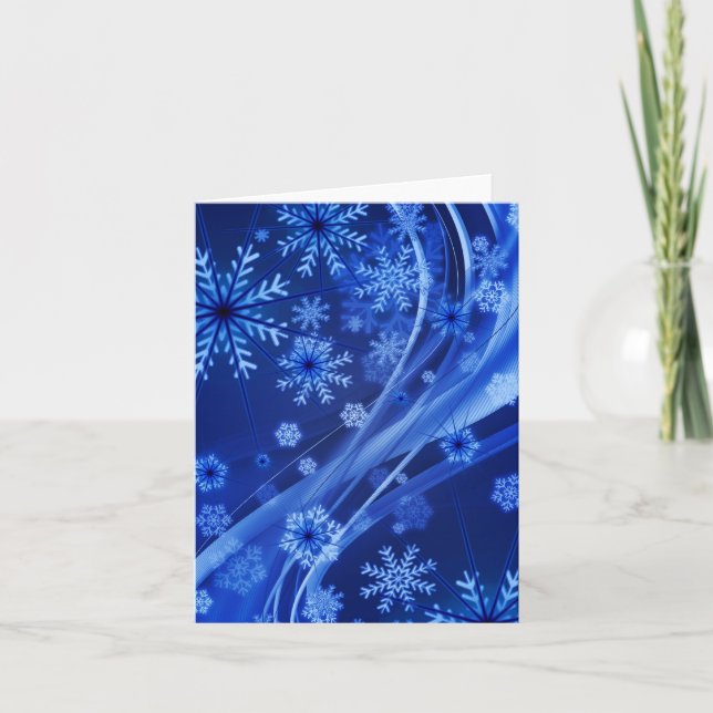 Tarjeta Festiva Navidades del Blue Winter Snowflakes (Anverso)