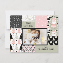 Tarjeta Festiva Navidades del Boho Patrón Collage Foto de sabio ro