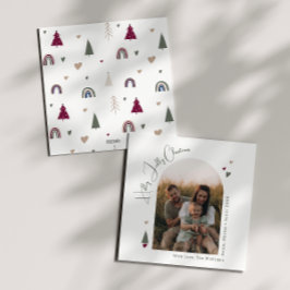 Tarjeta Festiva Navidades del Boho Rainbow and Heart Holly Jolly
