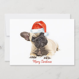 Tarjeta Festiva Navidades del Bulldog francés de Santa Dog adoran 