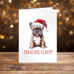 Tarjeta Festiva Navidades del bulldog francés Felices fiestas grac