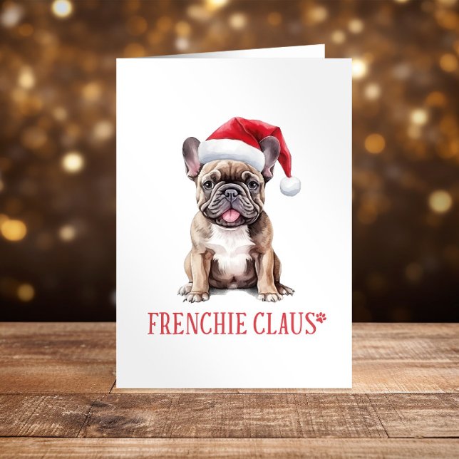 Tarjeta Festiva Navidades del bulldog francés Felices fiestas grac (Subido por el creador)