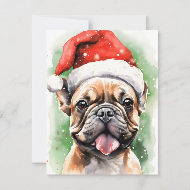 Tarjeta Festiva Navidades del Bulldog francés pinchan obras de art (Anverso)