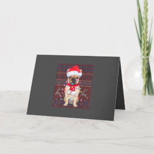 Tarjeta Festiva Navidades del Bulldog iluminan a un perro adornado