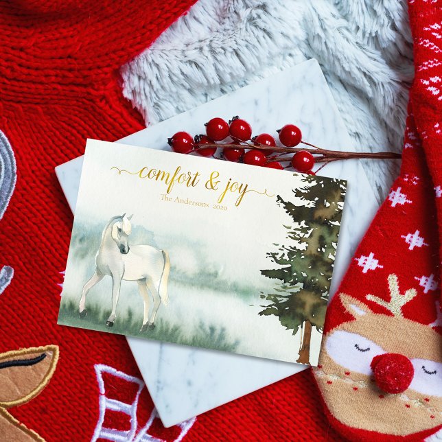 Tarjeta Festiva Navidades del Caballo Blanco de Rústico (Subido por el creador)
