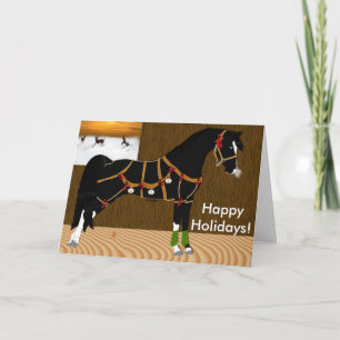 Tarjeta Festiva Navidades del Caballo de Arabía Negra
