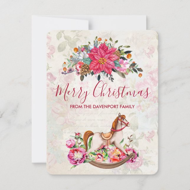 Tarjeta Festiva Navidades del caballo rocoso victoriano y de la Po (Anverso)