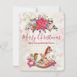 Tarjeta Festiva Navidades del caballo rocoso victoriano y de la Po