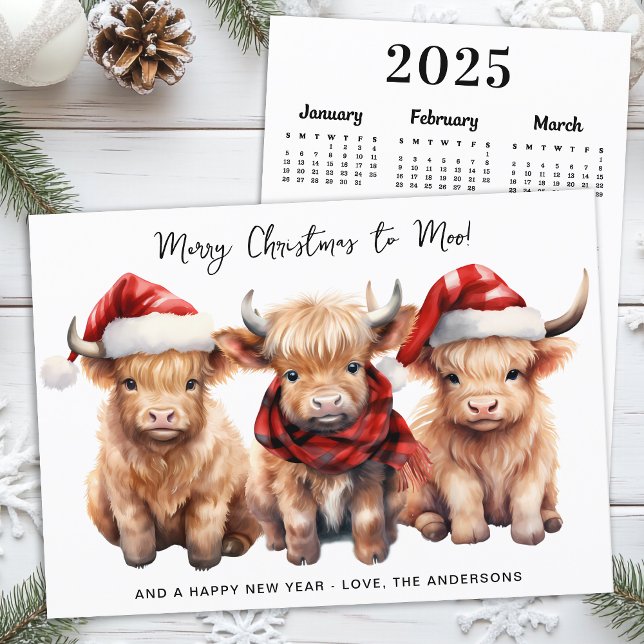 Tarjeta Festiva Navidades del calendario Adorable Highland Cow 202 (Subido por el creador)