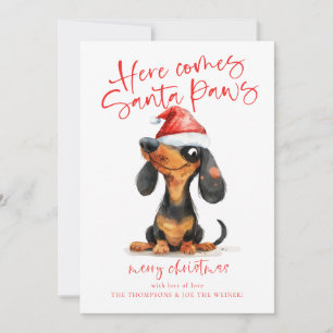Tarjeta Festiva Navidades del calendario Dachshund Santa Paws 2026