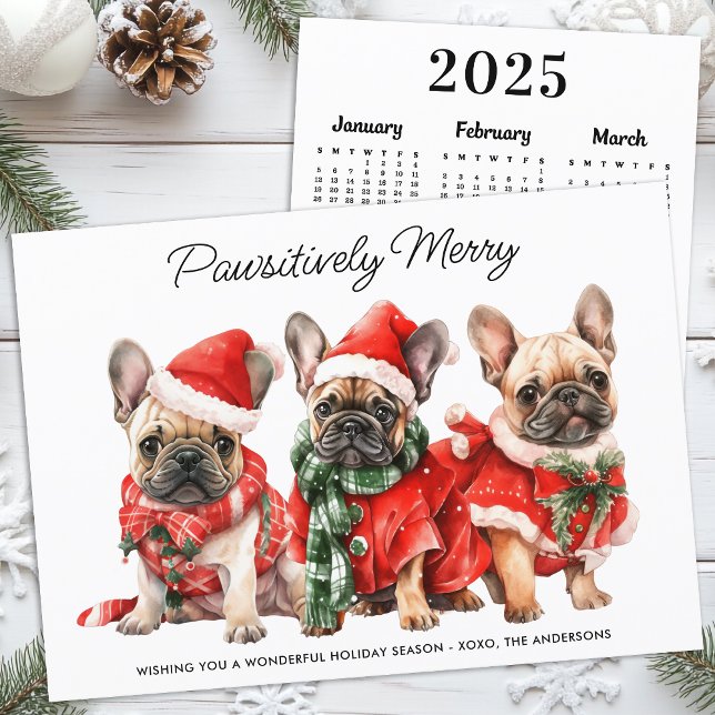 Tarjeta Festiva Navidades del calendario del Bulldog francés 2025 (Subido por el creador)