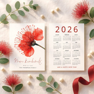 Tarjeta Festiva Navidades del calendario Meri Kirihimete Pōhutuka
