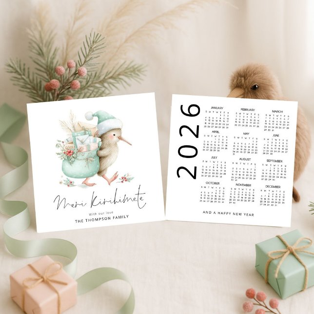 Tarjeta Festiva Navidades del Calendario NZ de Meri Kirihimete Kiw (Subido por el creador)