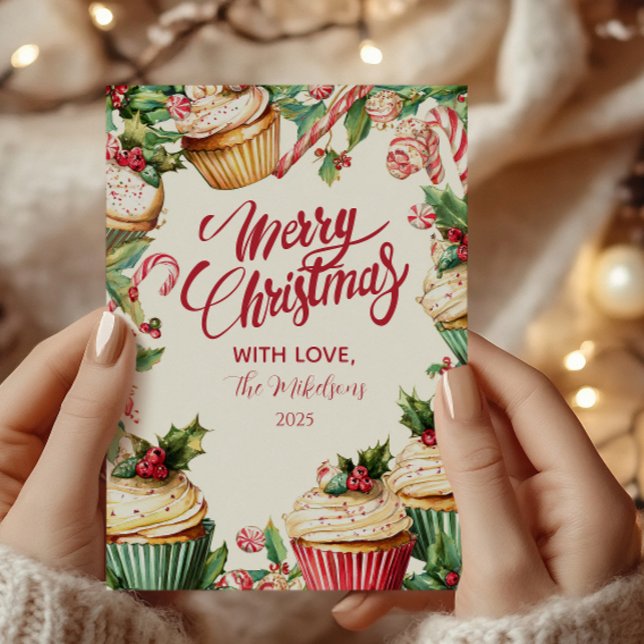 Tarjeta Festiva Navidades del Candy Cane Cupcake (Subido por el creador)
