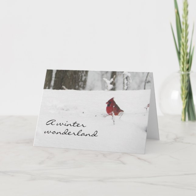 Tarjeta Festiva Navidades del Cardenal de Invierno (Anverso)