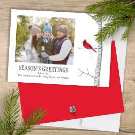 Tarjeta Festiva Navidades del Cardenal Rojo, foto del saludo de te