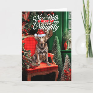Tarjeta Festiva Navidades del chocolate Labrador perro travieso o 