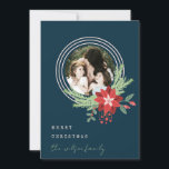 Tarjeta Festiva Navidades del círculo rosado de la Marina Foto Flo<br><div class="desc">Si necesitas más personalización,  por favor,  no dudes en enviarme un mensaje a yellowfebstudio@gmail.com.</div>