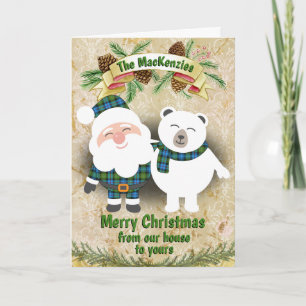 Tarjeta Festiva Navidades del Clan MacKenzie Tartan