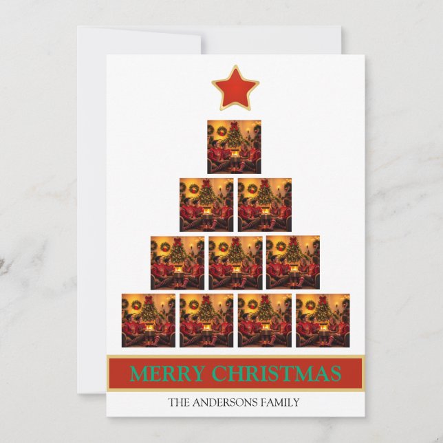 Tarjeta Festiva Navidades del Collage de árbol (Anverso)