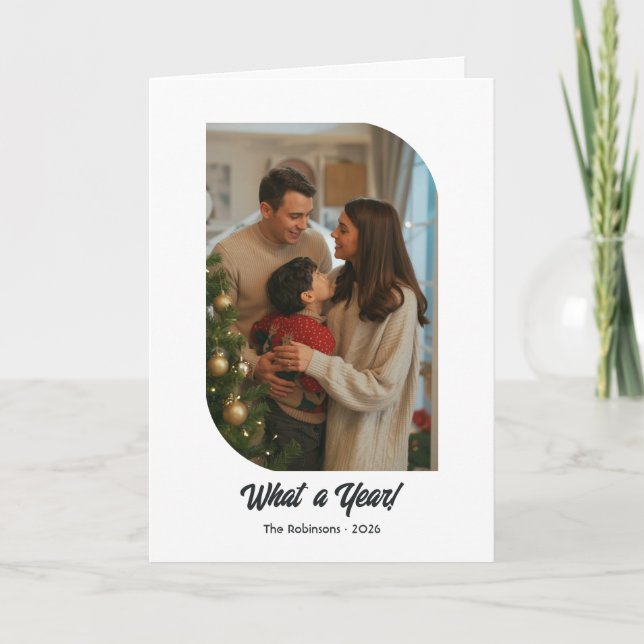 Tarjeta Festiva Navidades del Collage de fotos "Año de revisión" m (Anverso)