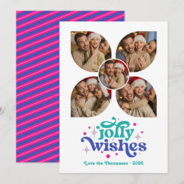 Tarjeta Festiva Navidades del Collage de fotos Cósmico Pop Retro