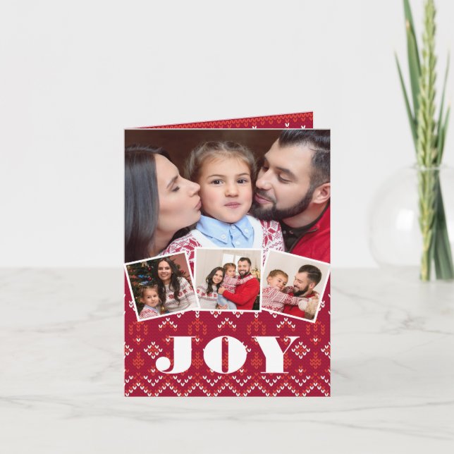 Tarjeta Festiva Navidades del Collage de fotos de Alegría de Relig (Anverso)