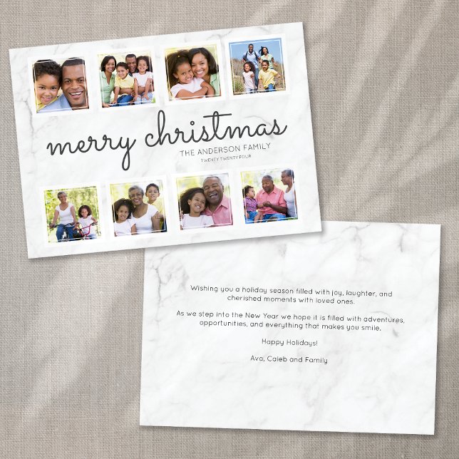 Tarjeta Festiva Navidades del Collage de fotos de guión de mármol (Subido por el creador)