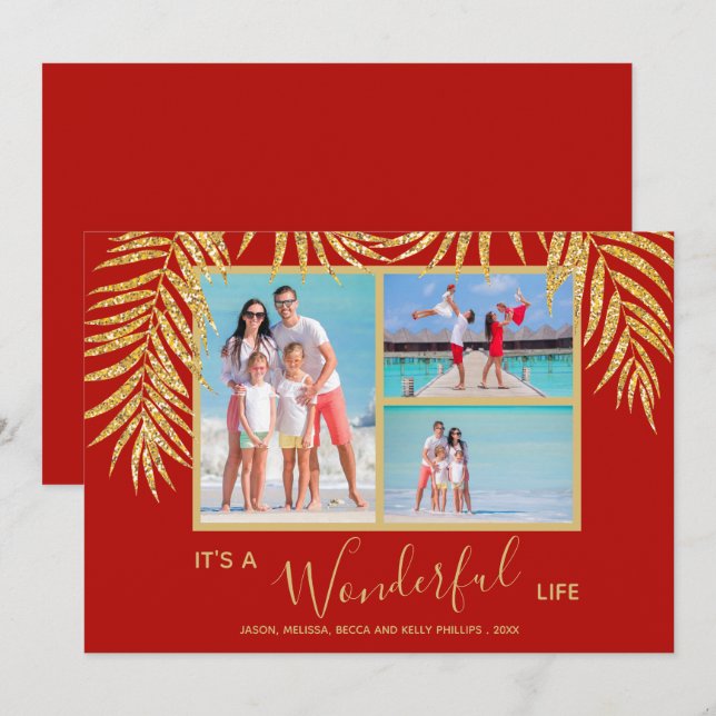 Tarjeta Festiva Navidades del Collage de fotos de las Palmas de Or (Anverso / Reverso)