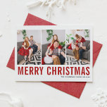 Tarjeta Festiva Navidades del Collage de fotos de Tipografía Clási<br><div class="desc">Feliz Navidad! Envíe sus cálidos deseos esta temporada con esta tarjeta de collage de fotos de los Navidades de personalizable. Presenta una tipografía simple. Personalice agregando tres fotos,  nombres,  año y otros detalles. Esta moderna tarjeta de Navidad está disponible en otros colores y en el material de cartón.</div>