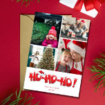 Tarjeta Festiva Navidades del Collage de fotos Ho Ho Santa Family<br><div class="desc">Tarjetas de navidad para fotos familiares inspiradas en Santa en un bonito diseño Ho Ho Ho. Añade cuatro de tus fotos familiares favoritas y tu apellido y el año.</div>