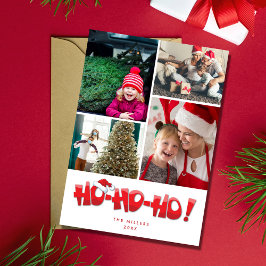 Tarjeta Festiva Navidades del Collage de fotos Ho Ho Santa Family