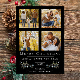 Tarjeta Festiva Navidades del Collage de fotos Jingle Bells | Negr