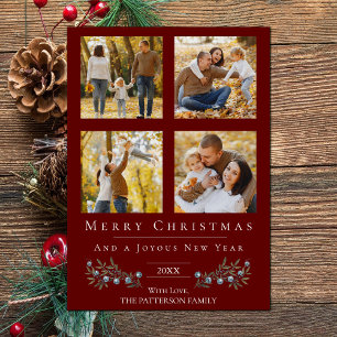 Tarjeta Festiva Navidades del Collage de fotos Jingle Bells   Roja